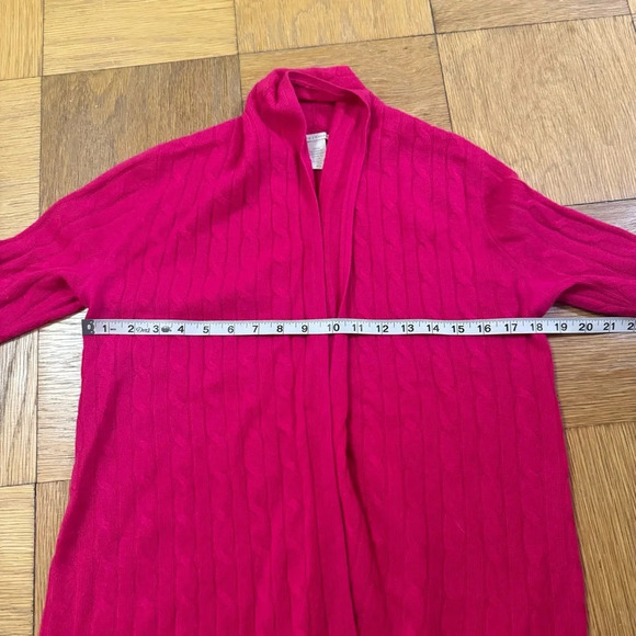 White + Warren XS Pink 100% Cashmere Cable Knit Open Cardigan Sweater - Picture 4 of 9